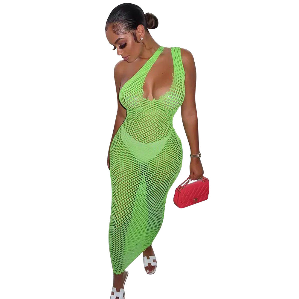 Summer Women Clothing Sexy Grid Crochet Hollow Out Cutout Dress Women