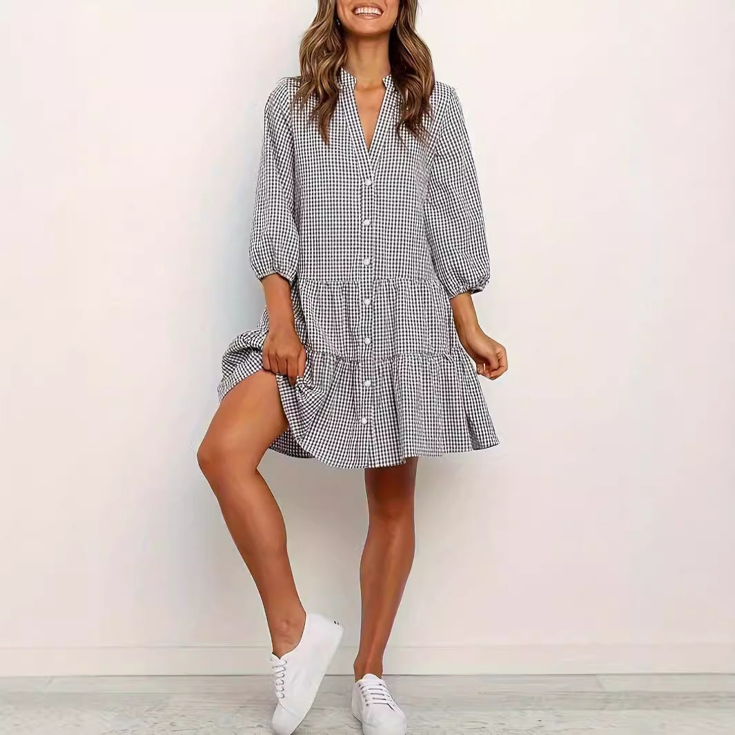 Loose plaid dress, women's clothing