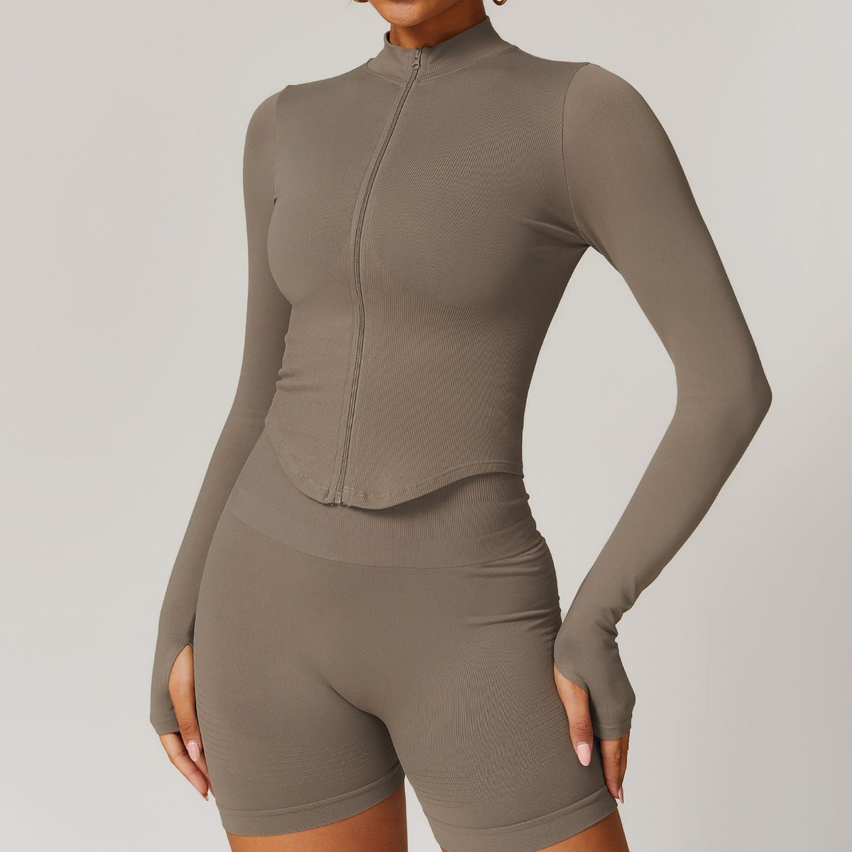 Sollinarry Stand Collar Long Sleeve Zipper Yoga Jacket Women Tight Quick Drying Yoga Clothes Outdoor Fitness Sports Top