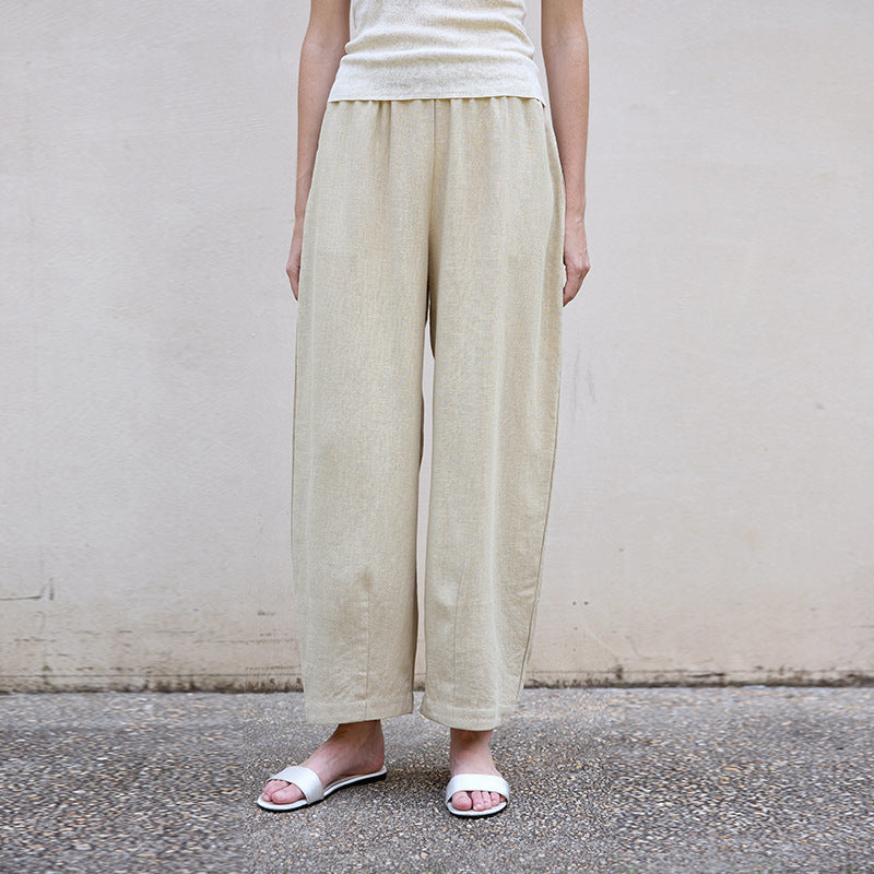 Pants Women Autumn Elastic High Waist Design Pants Lazy Loose Cropped Pants