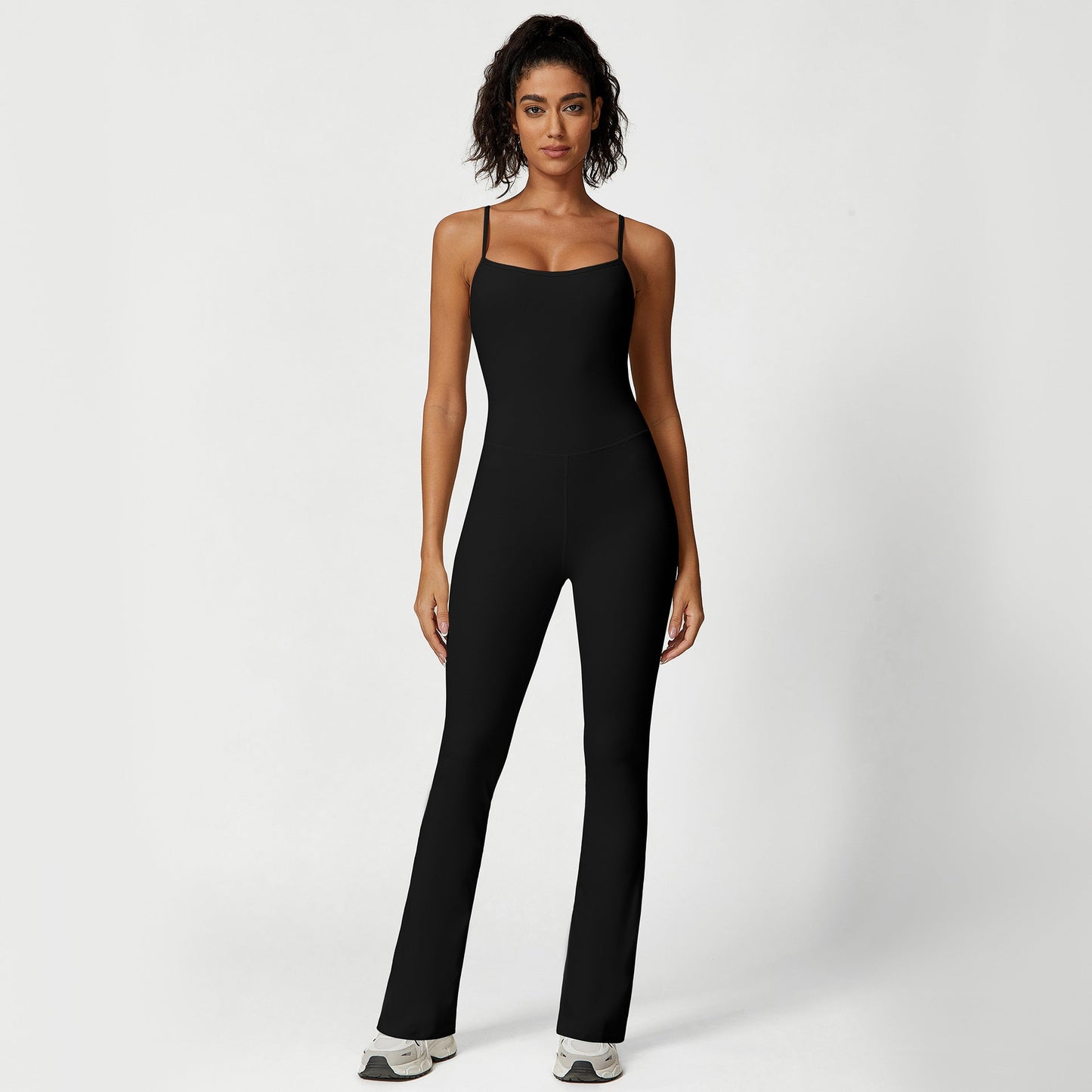 Spaghetti Strap One Piece Jumpsuit Casual Running Fitness High Elastic Tight Long Yoga Clothes Women