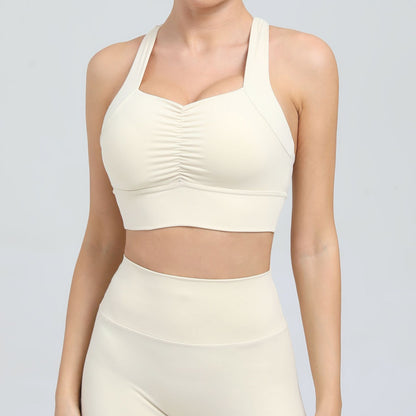 Autumn Sand Nude Feel Yoga Vest Beauty Back Quick Drying High Strength Underwear Sports Running Fitness Sports Bra