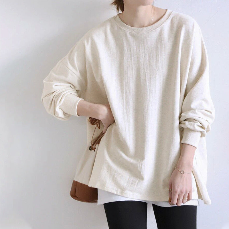 Japanese Autumn Winter Striped Sweatshirt Women Loose Cotton Large Version Bottoming Top Women