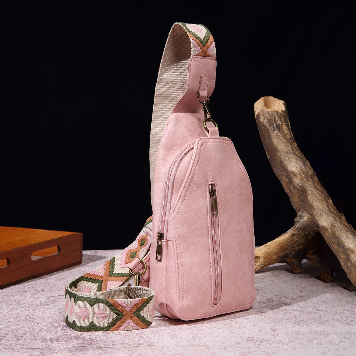 Retro Casual Chest Bag Solid Color Women Cross Body Bag Bohemian Waist Bag