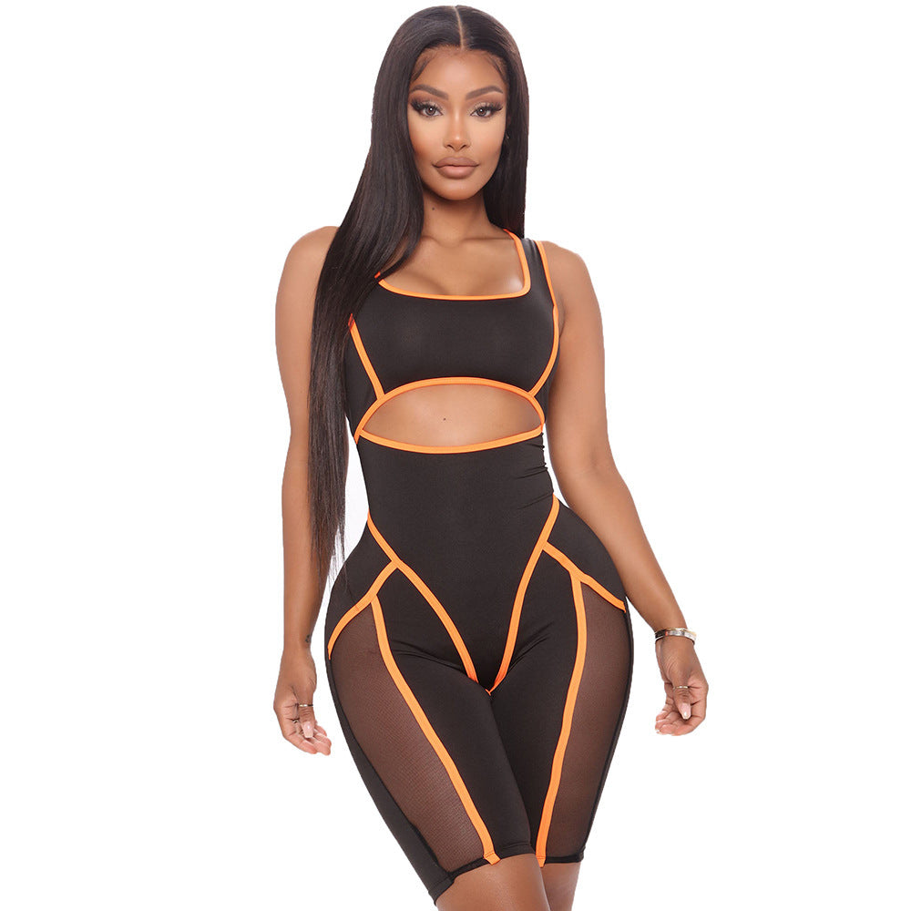 Summer Women Clothing Sexy Tight Color Matching Sleeveless for Women Romper