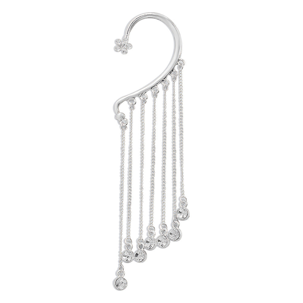 Creative Tassel Earrings Refined Rhinestone Alloy Ear Hanging Personality Ear Trim for Women