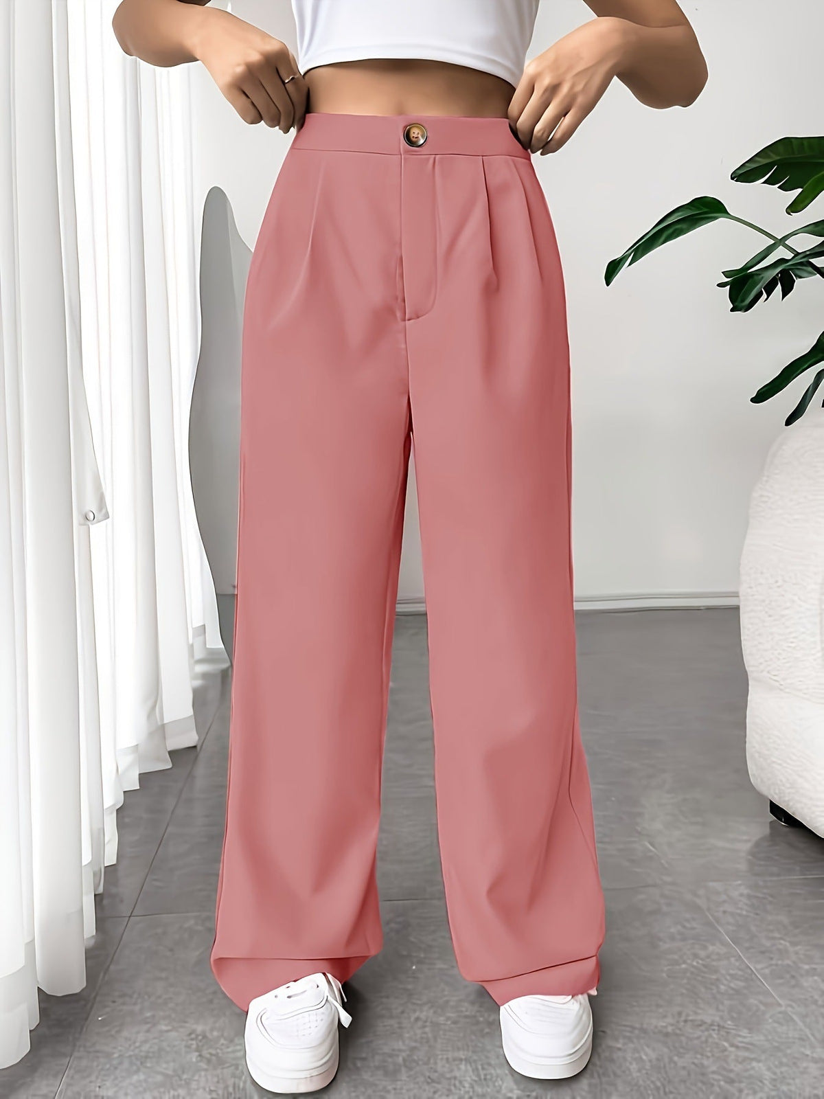 Autumn Winter tailored trousers Women High Waist Drooping Loose Straight Slimming Casual Mop Pants