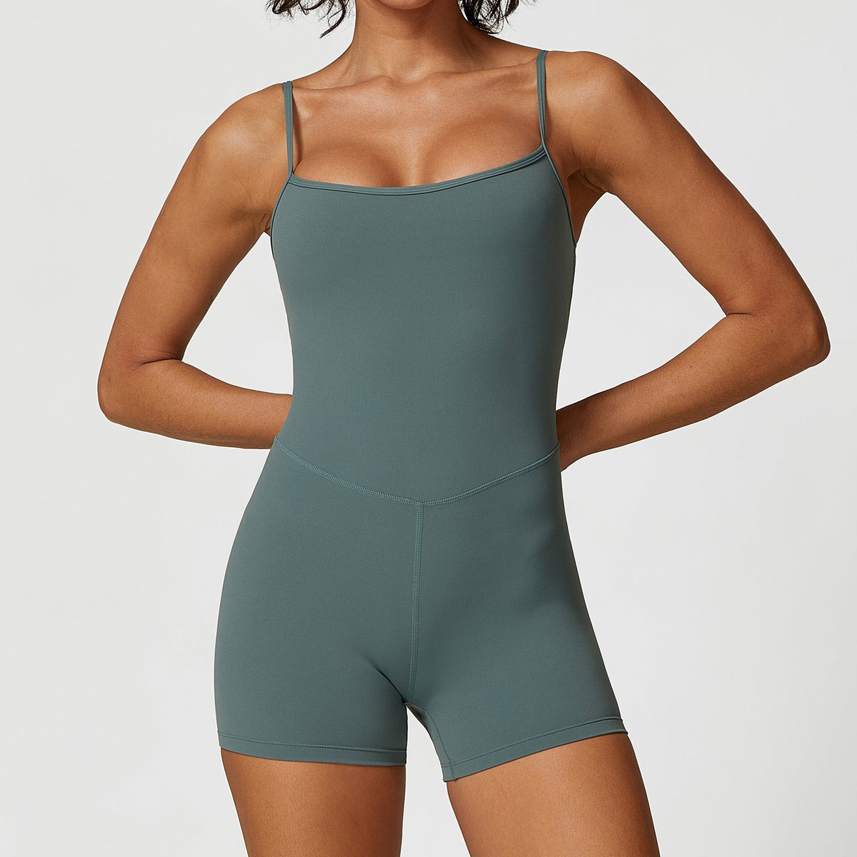 Spaghetti Strap One Piece One Casual Running Fitness High Elastic Tight Short Yoga Clothes for Women