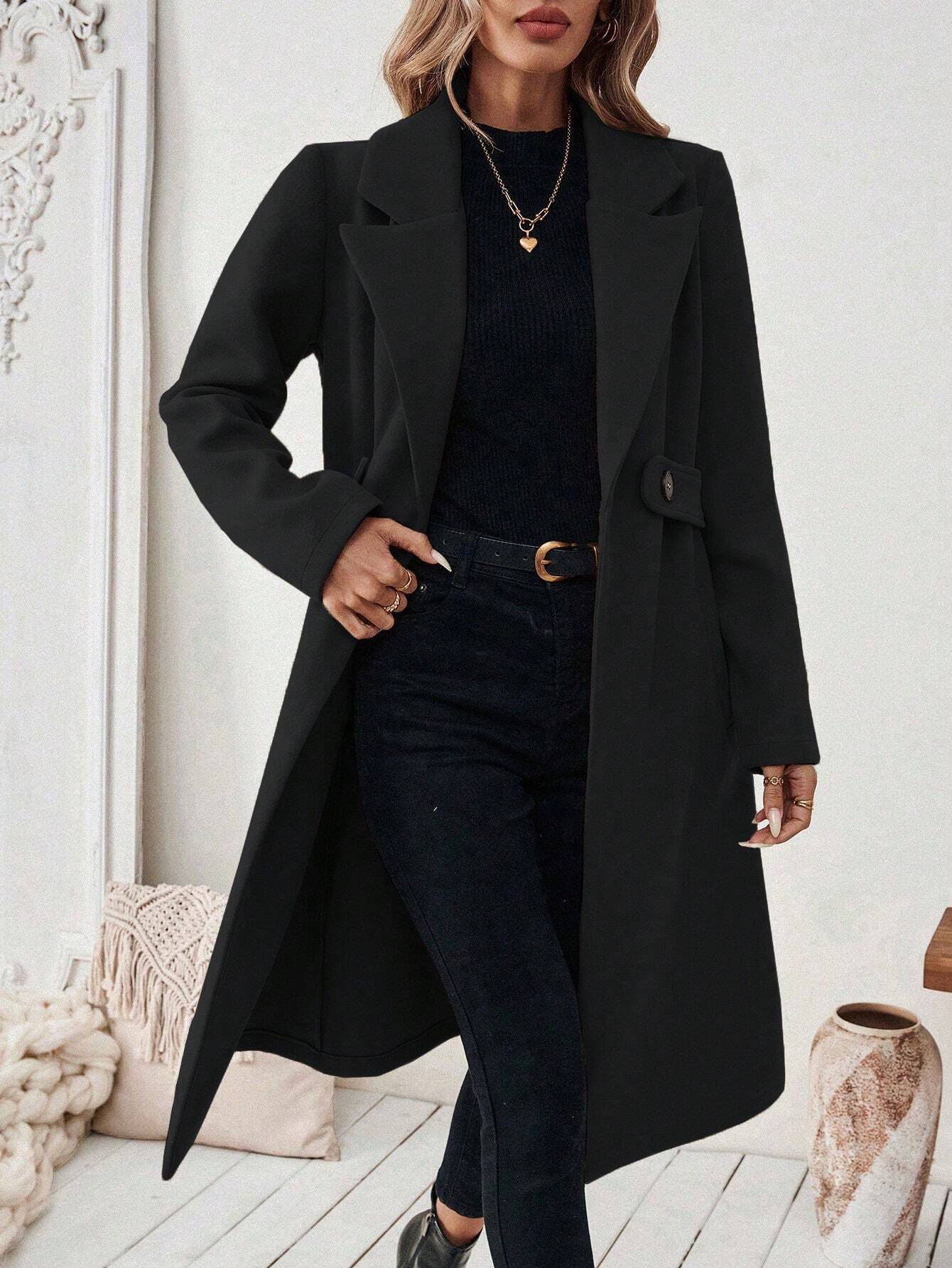 Autumn Winter Woolen Coat Long Collared Slim Fit Slimming Women Woolen Coat