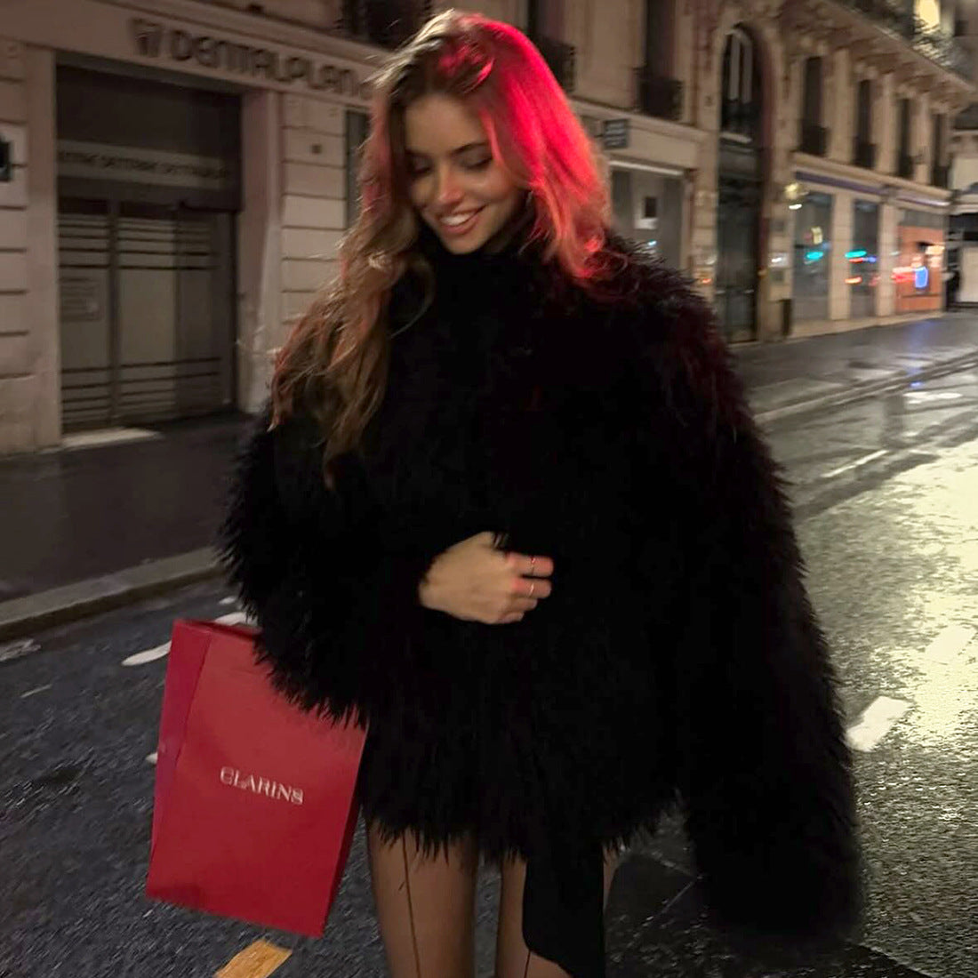 Autumn Winter Women Clothing High Collar Long Sleeve Comfortable Fluffy Plush Coat for Women