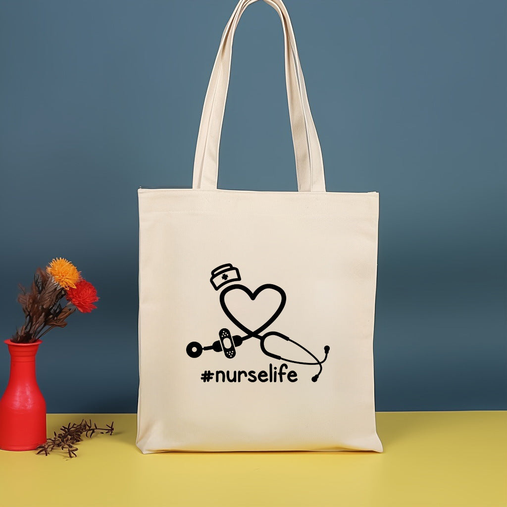 Canvas printed shoulder bag, fashionable and lightweight shopping bag, large-capacity cotton bag 2pcs hobo.