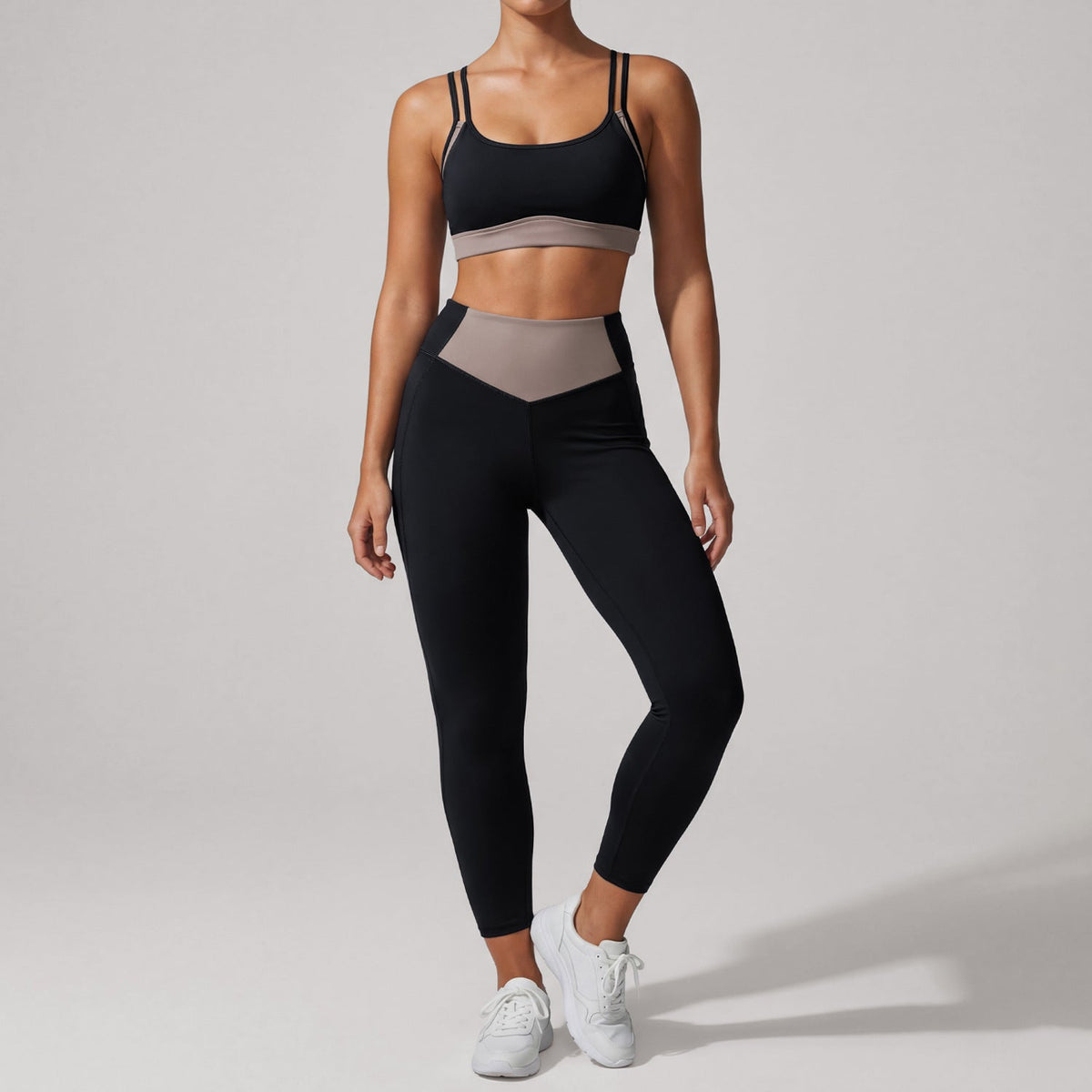 Summer Yoga Women Color Matching Thin Strappy Bra Beauty Back Pilates Training Fitness Sports Tights Two Piece Sets