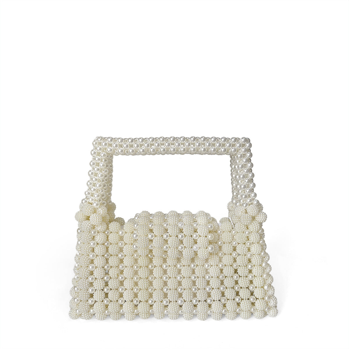 Handmade Beaded Pearl Bag Woven Bag String Beads Handbag Finished Simple Three Dimensional Small Square Bag