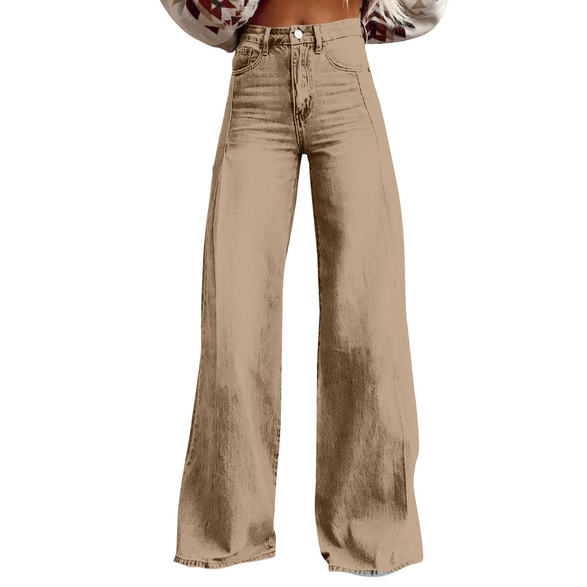 Retro Wide Leg High Waist Design Mop Denim Trousers Women Jeans