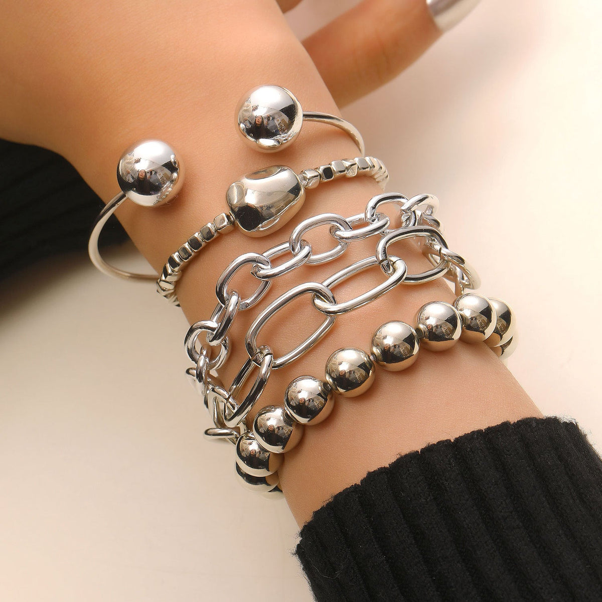 Chain Circle Bracelet Set Fashion Minimalist Niche Design Adjustable Multi-Layer Bracelet