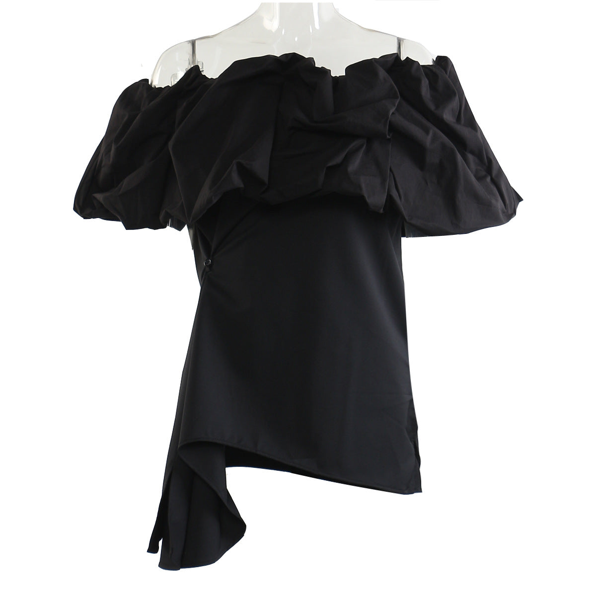 Spring Summer off the Shoulder off Shoulder Collar Doll Shirt Puffy Shirt Shirt Women