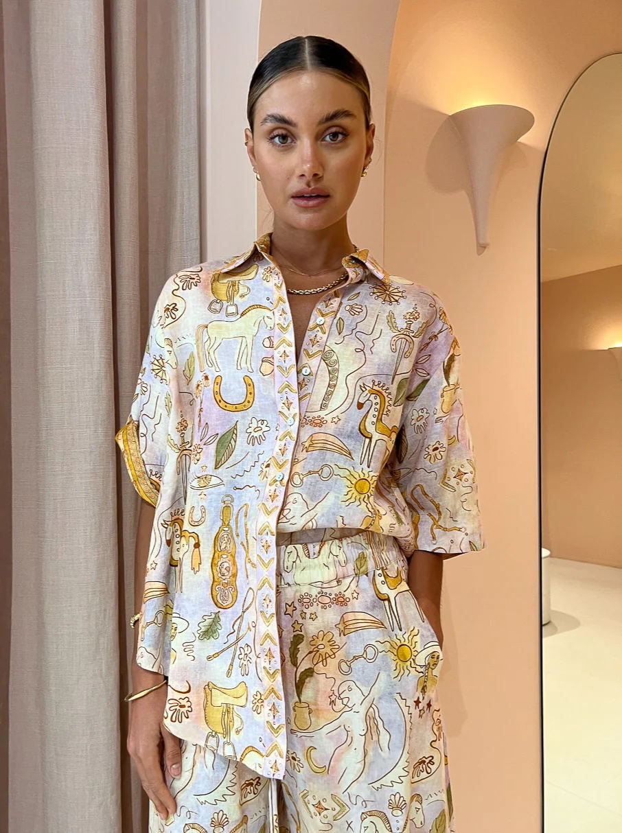 Spring Summer Casual Pocket Half Sleeve Suit Loose Women Wear Two Piece Set