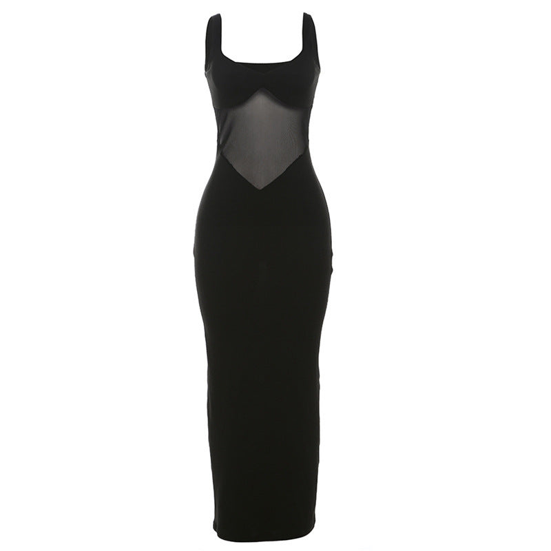Summer Sexy Low Cut See through Slim Fit Slimming Spaghetti Straps Dress