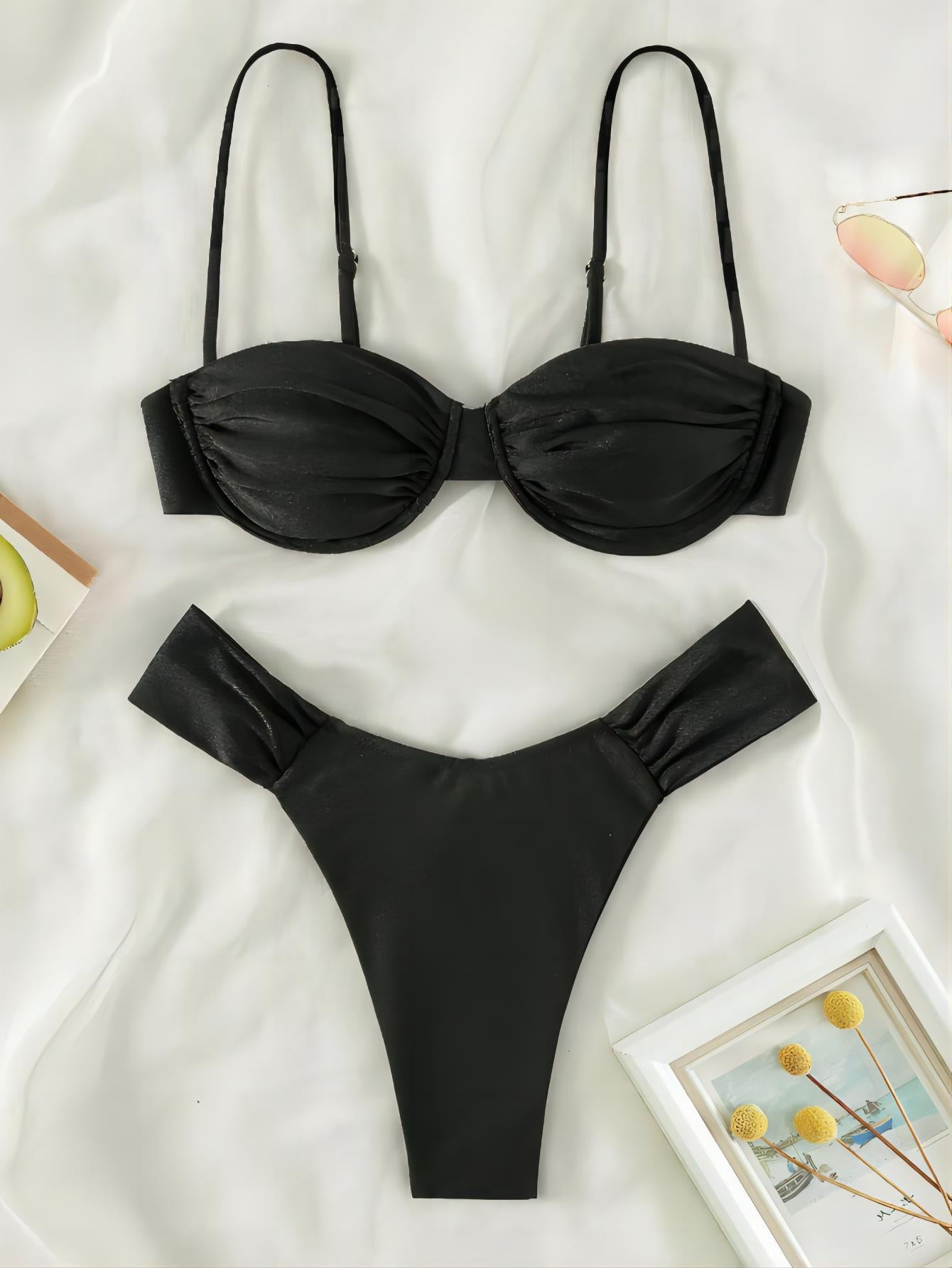 Bikini sexy solid color swimsuit women split swimsuit women bikini