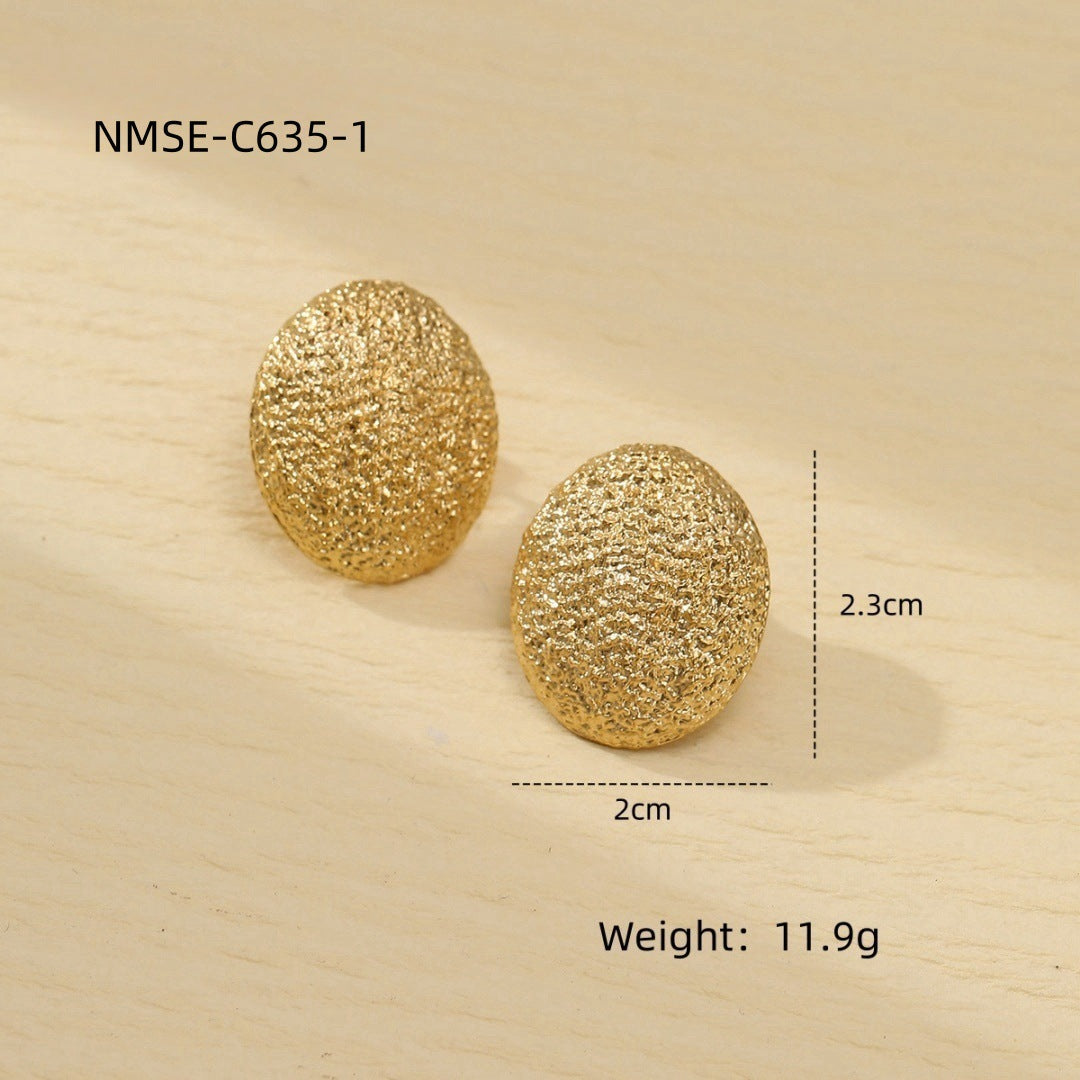 Arrival Frosted Exaggerated Arc Titanium Steel Ear Studs Women Affordable Luxury High Grade Stainless Steel Earrings Women