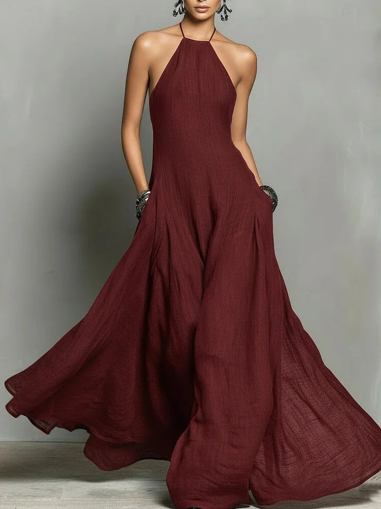 Summer Lady Sexy Minimalist Halter Backless Dress