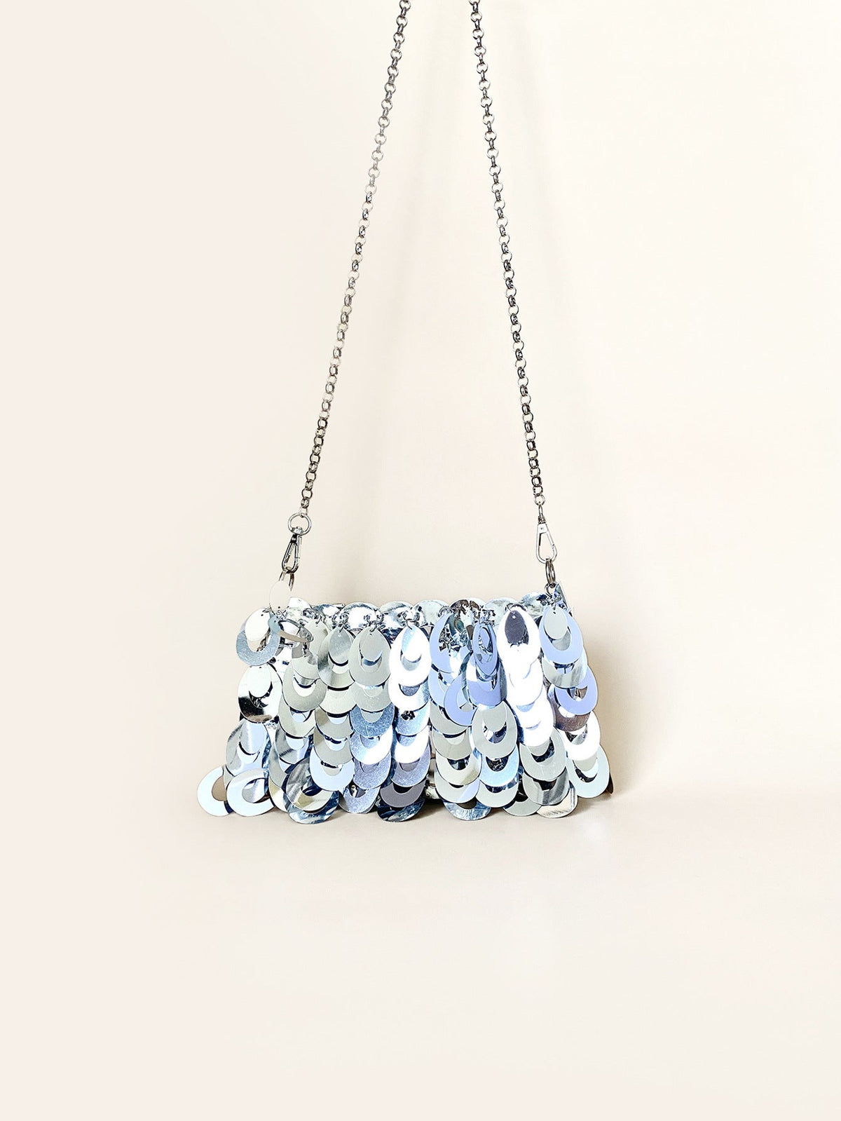 Handmade Bling Sequin Bag Advanced Sense Silver Phone Chain Crossbody Sequ Bag