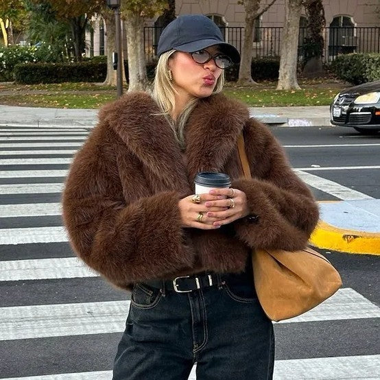 Fox Fur Jacket Women Short Autumn Winter Faux Fur Coat Young All Match Plush Women Clothing