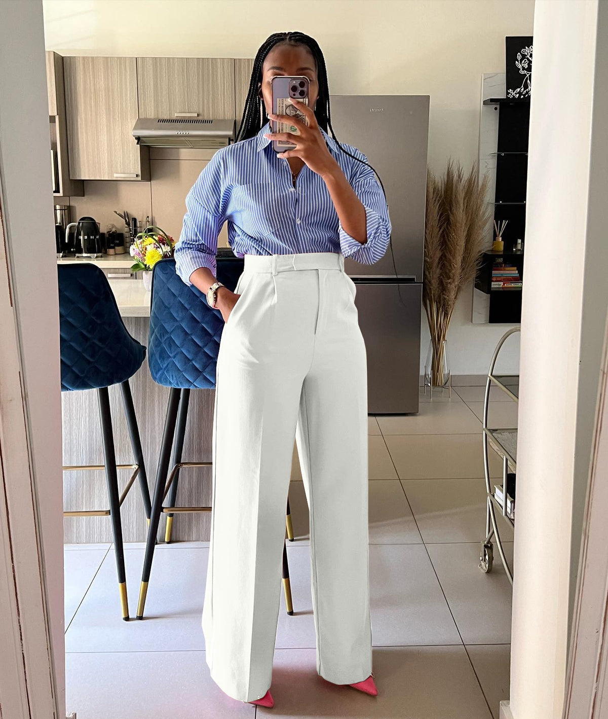 Women Clothing High Waist Straight Wide Leg Casual Trousers Spring, Autumn Winter