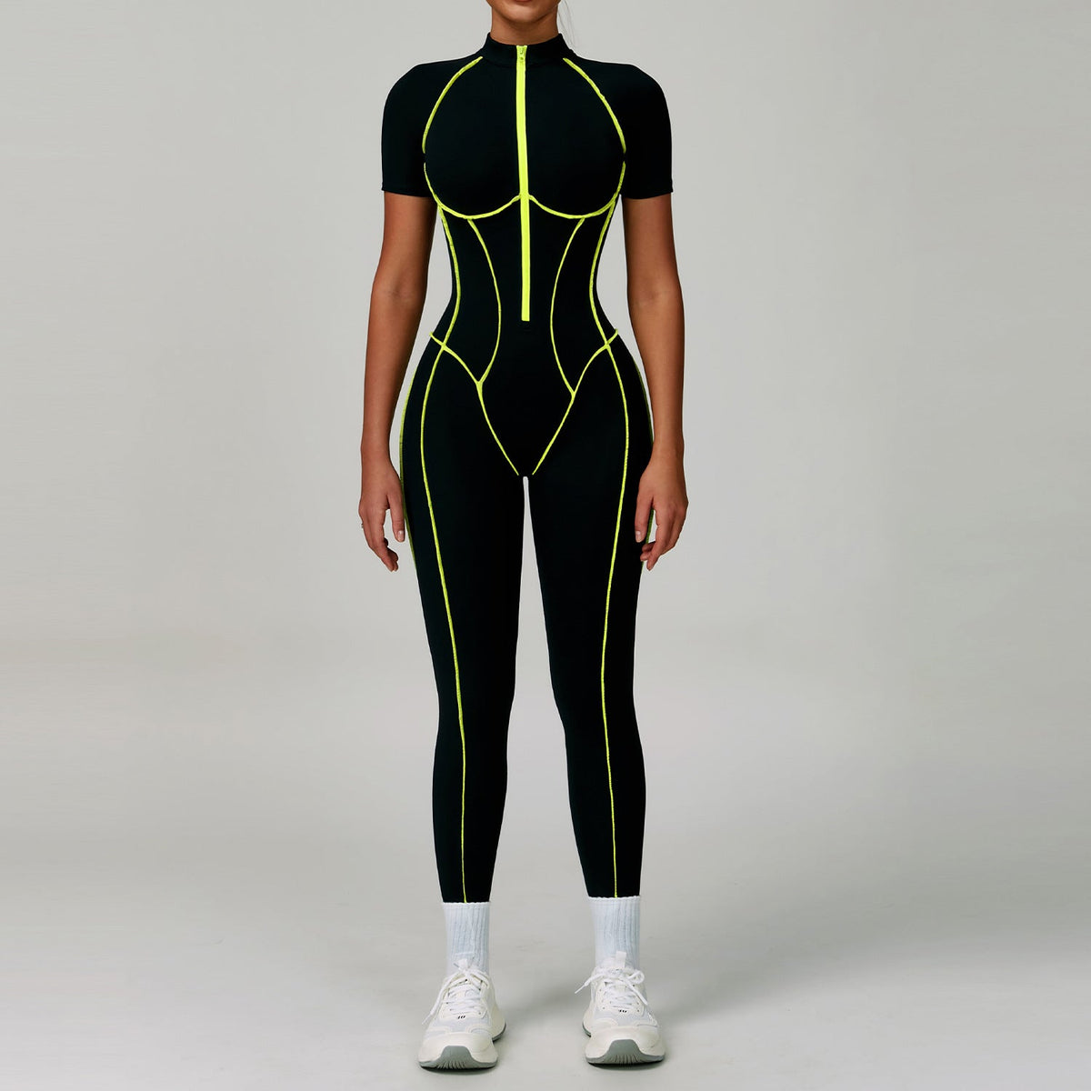Contrast Color Yoga Workout Clothes Hollow Out Cutout out Beauty Back Tight Jumpsuit Running Exercise Yoga Clothes Women