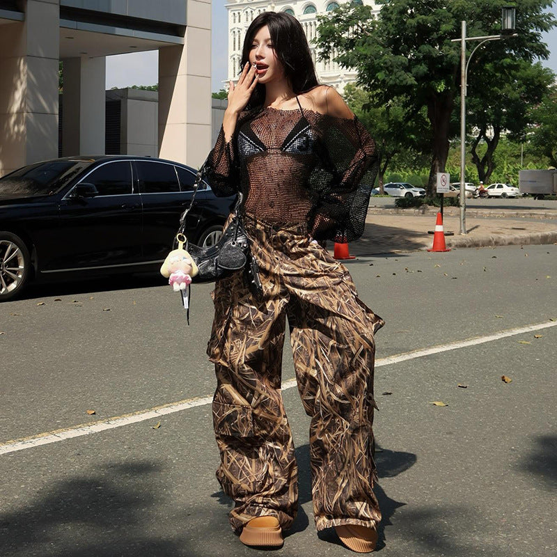 Autumn Winter Sexy See through Oblique Shoulder Loose Fitting Solid Color Long Sleeves Top Sexy Mesh Base Clothing