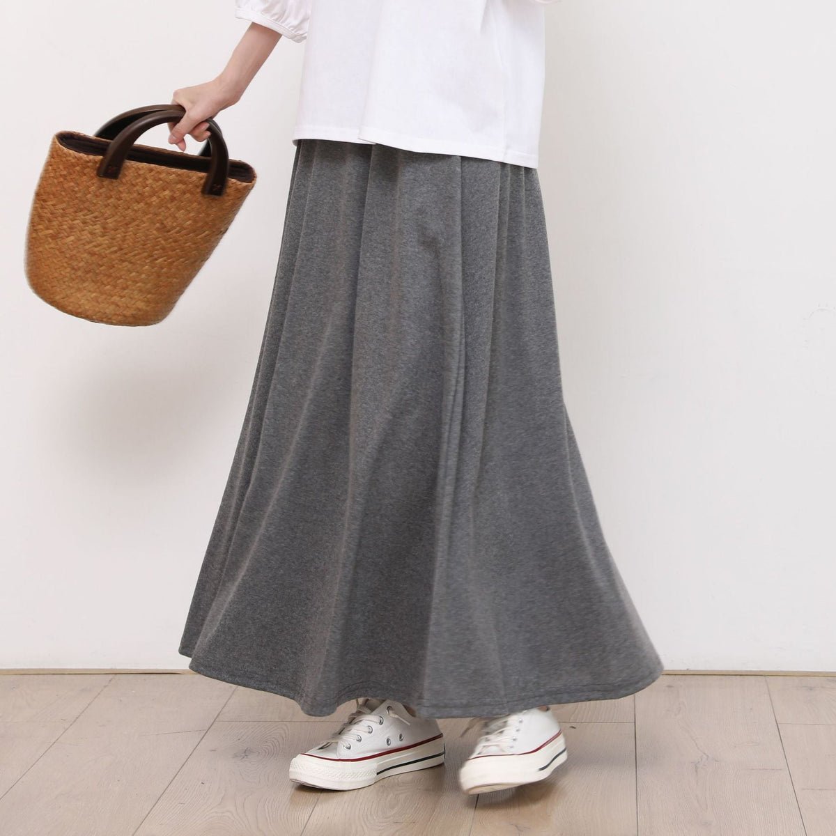 Summer Women Skirt Breathable Cool Feeling High Waist Big Swing Mid Length Real Shot