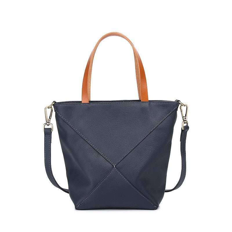 Elegant Genuine Leather Shoulder Bag - Stylish Folding Geometric Bucket Bag & Large Capacity Tote for Women hobo