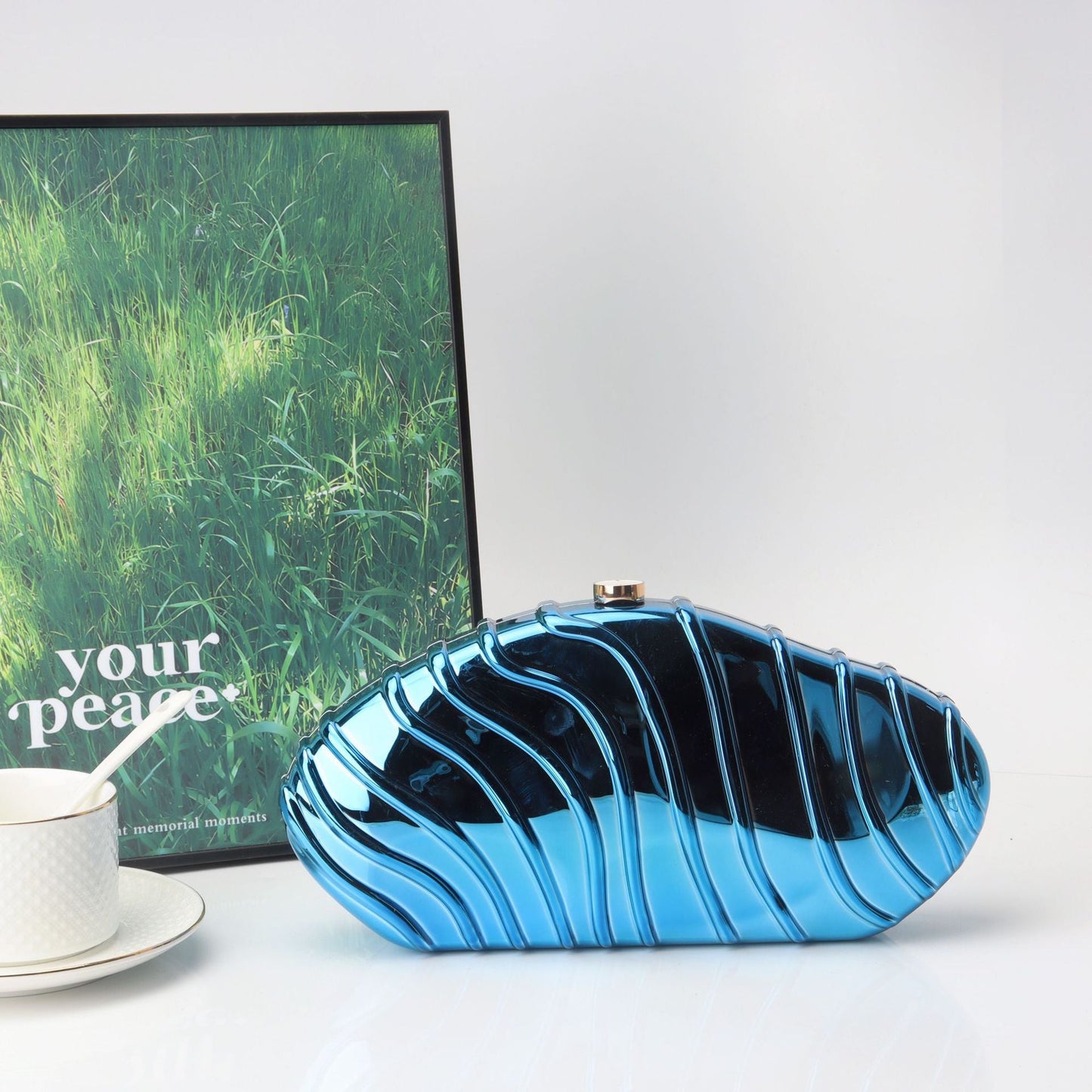 Acrylic Striped Minimalist Chain Banquet Bag, Evening Purse, Evening Bags for Women Formal