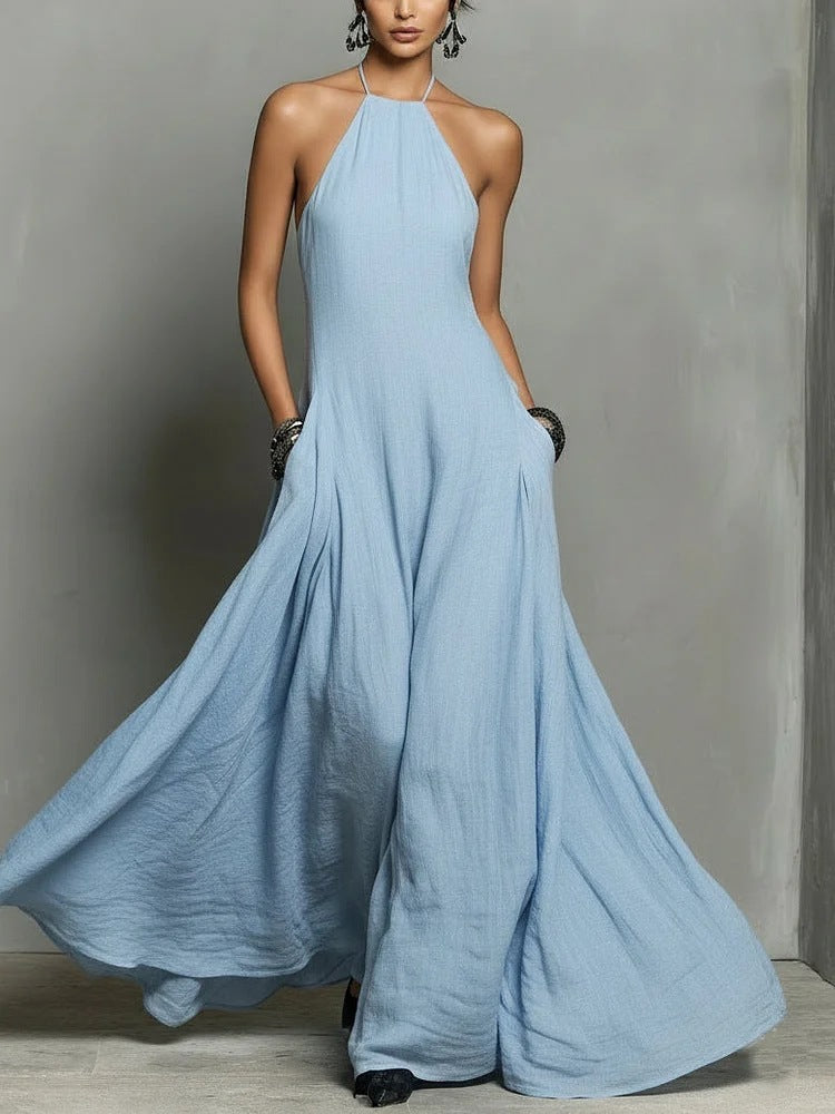 Summer Lady Sexy Minimalist Halter Backless Dress