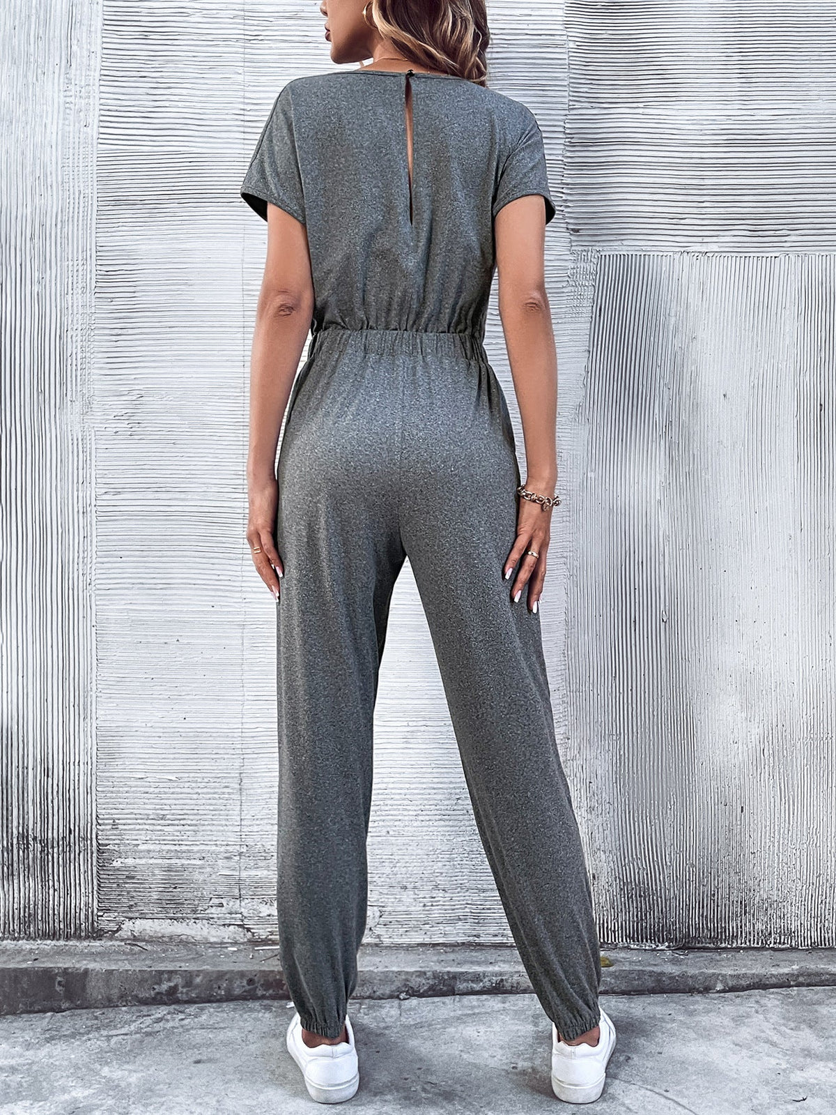 Women Clothing Short Sleeved Casual Wide Leg Jumpsuit