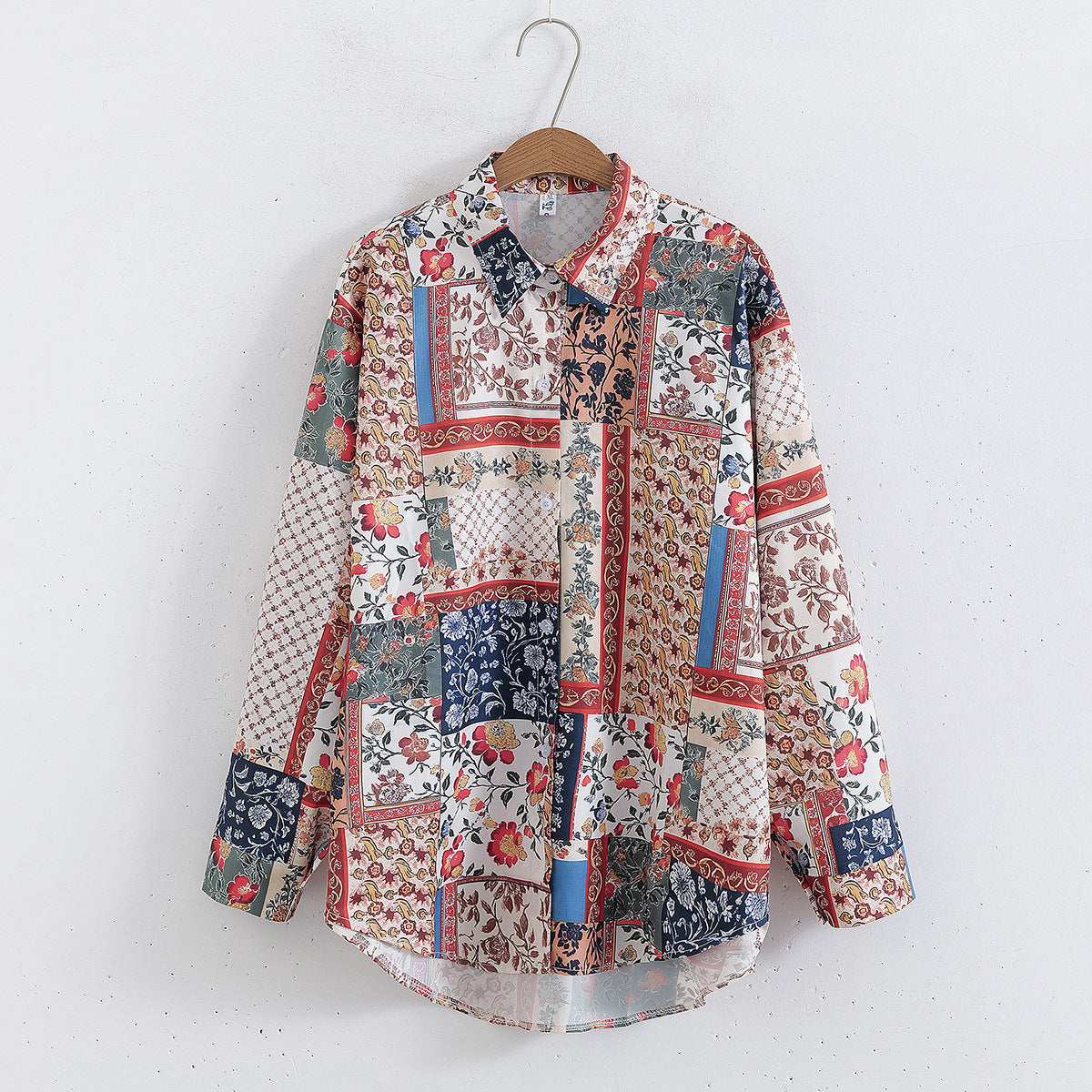 Women Floral Print Loose Collared Shirt