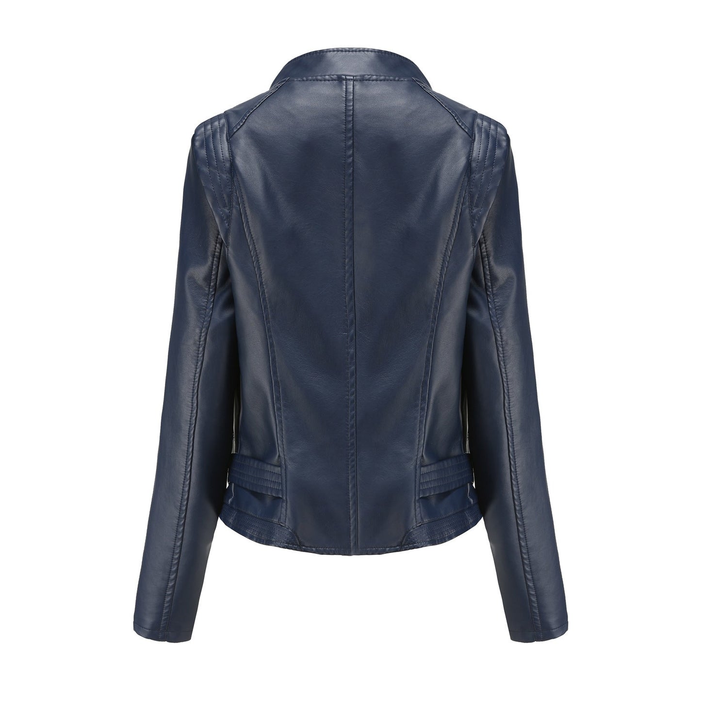 Faux Leather Collared Women Slim-Fit Leather Coat Women Spring Autumn Thin Long Sleeve Coat Short Women Jacket Plus Size