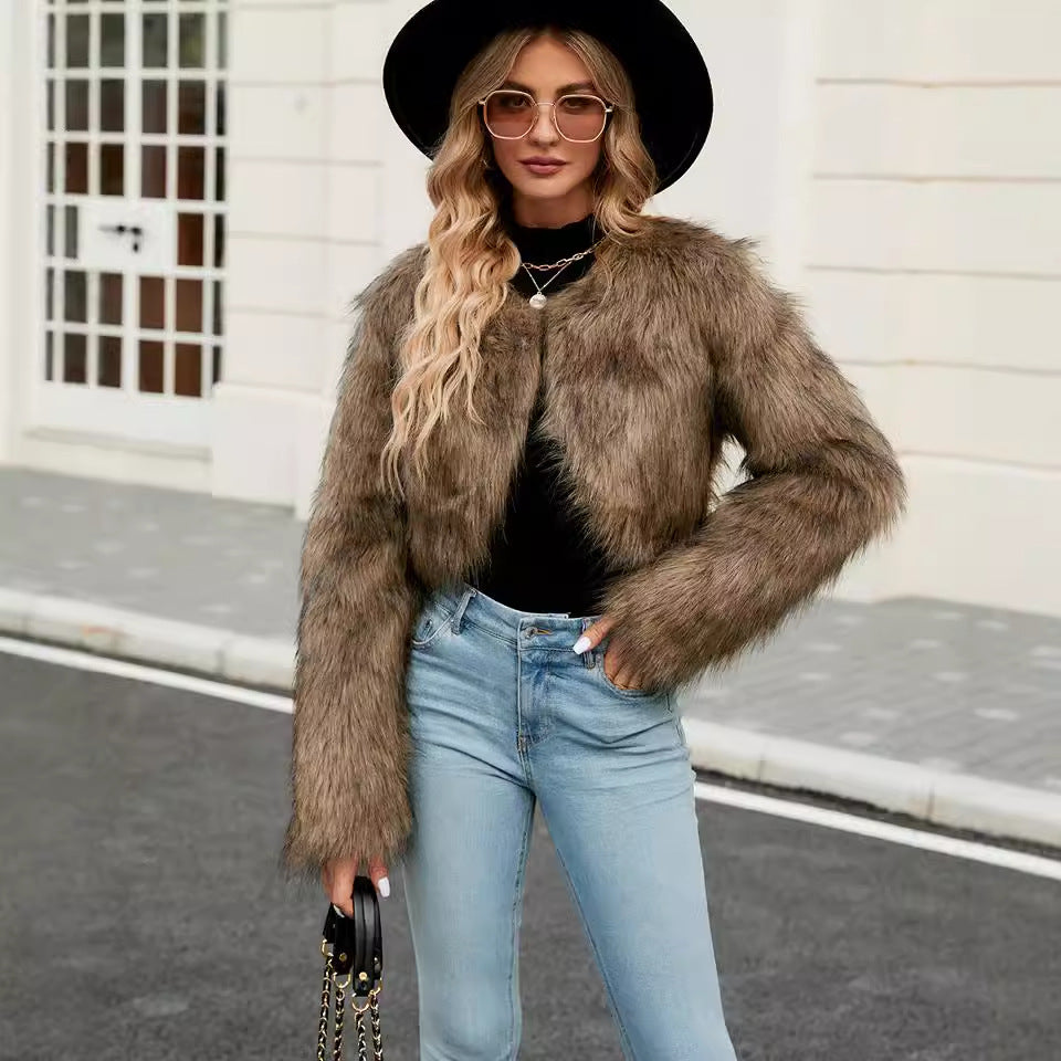 Casual Women Faux Fur Top Women Fur Short Coat