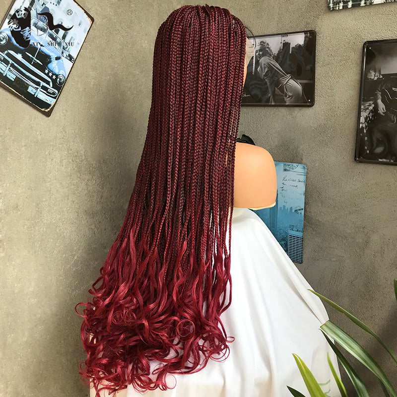 Long Curly Goddess Faux Locs Lace Wig | Three-Strand Braids