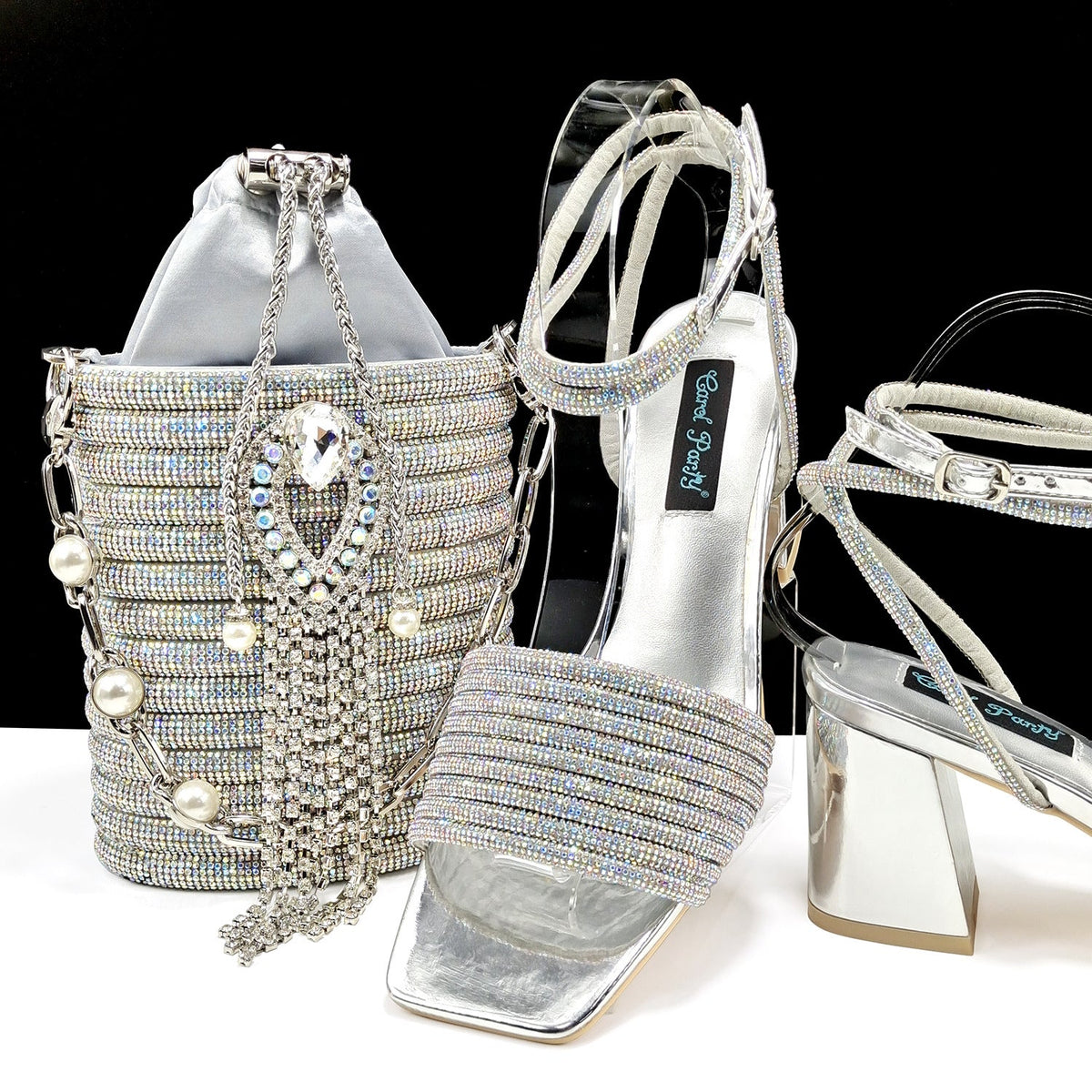Women Shoes Bags Two Piece Sets Tassel Decorative Ankle Strap Simple Elegant Cocktail Or Daily