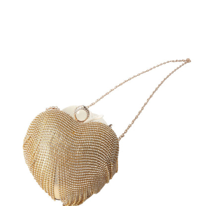 Fringed Rhinestone Bag, Birthday Party purse, Heart Shape Dinner Bag evening Clutch Purse Party, Prom Bag, Party Purse, Prom Bags Clutch, Wedding Purse Crossbody Chain