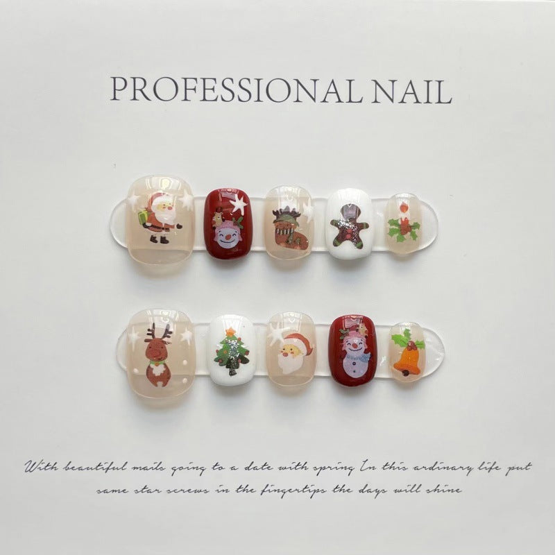 Christmas Collection Merry Christmas Heavy Industry Handmade Nail Art Long Short Fake Nails
