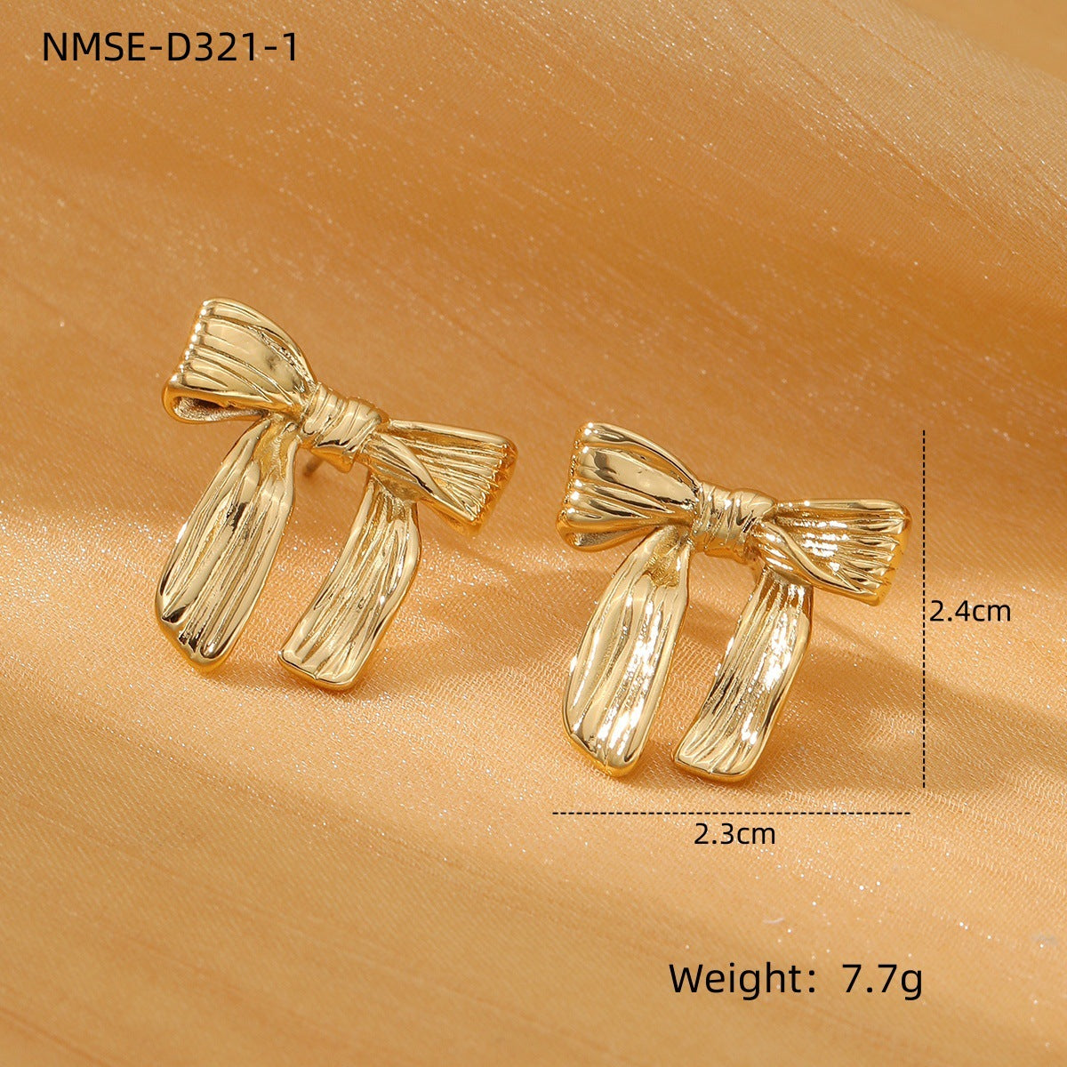 Sweet Bow Design Titanium Steel Earrings Women Entry Lux 18K Gold Plated Stainless Steel Studs