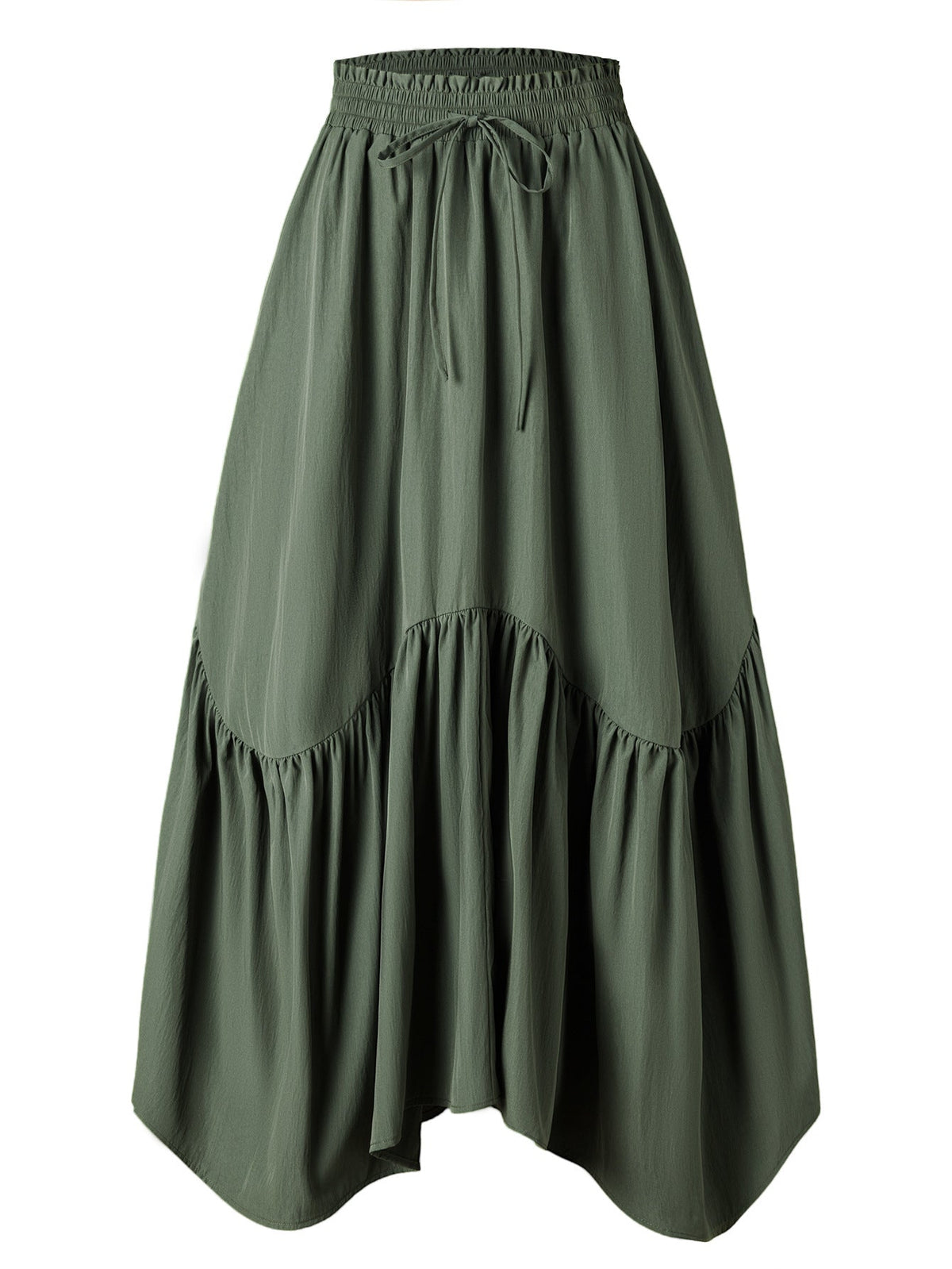 Women Wave Lace up Adjustable Skirt High Waist Elastic Large Swing Skirt Retro Long Skirt