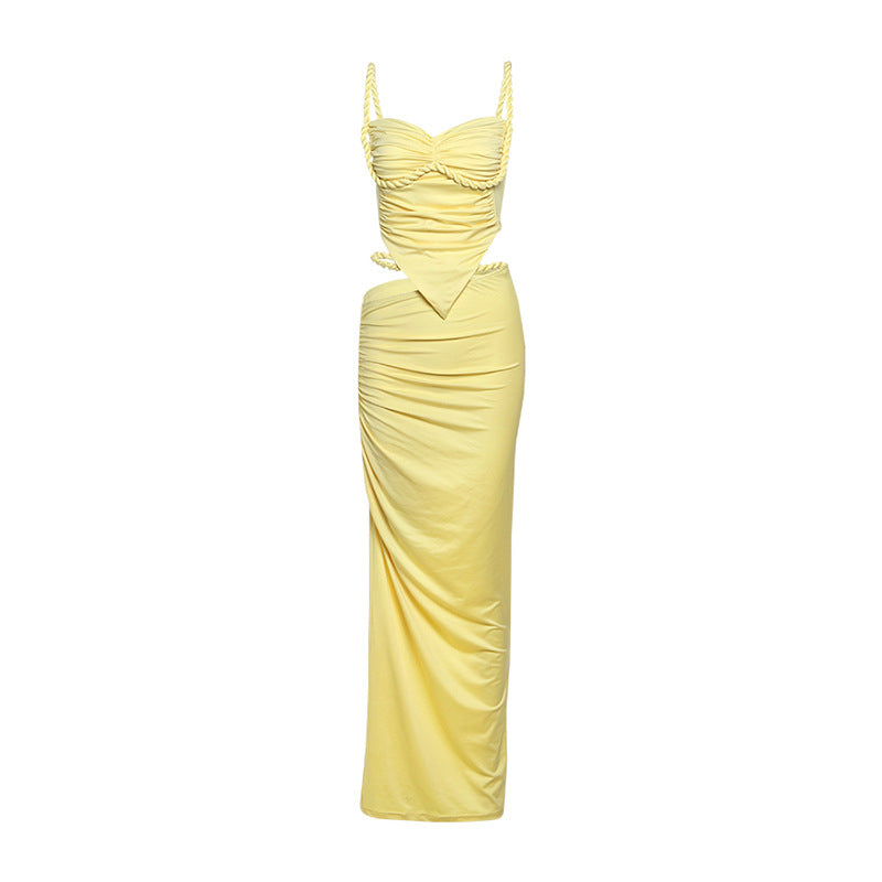 Women Clothing Summer Sexy Pleated Camisole Slim Sheath Skirt Set Women