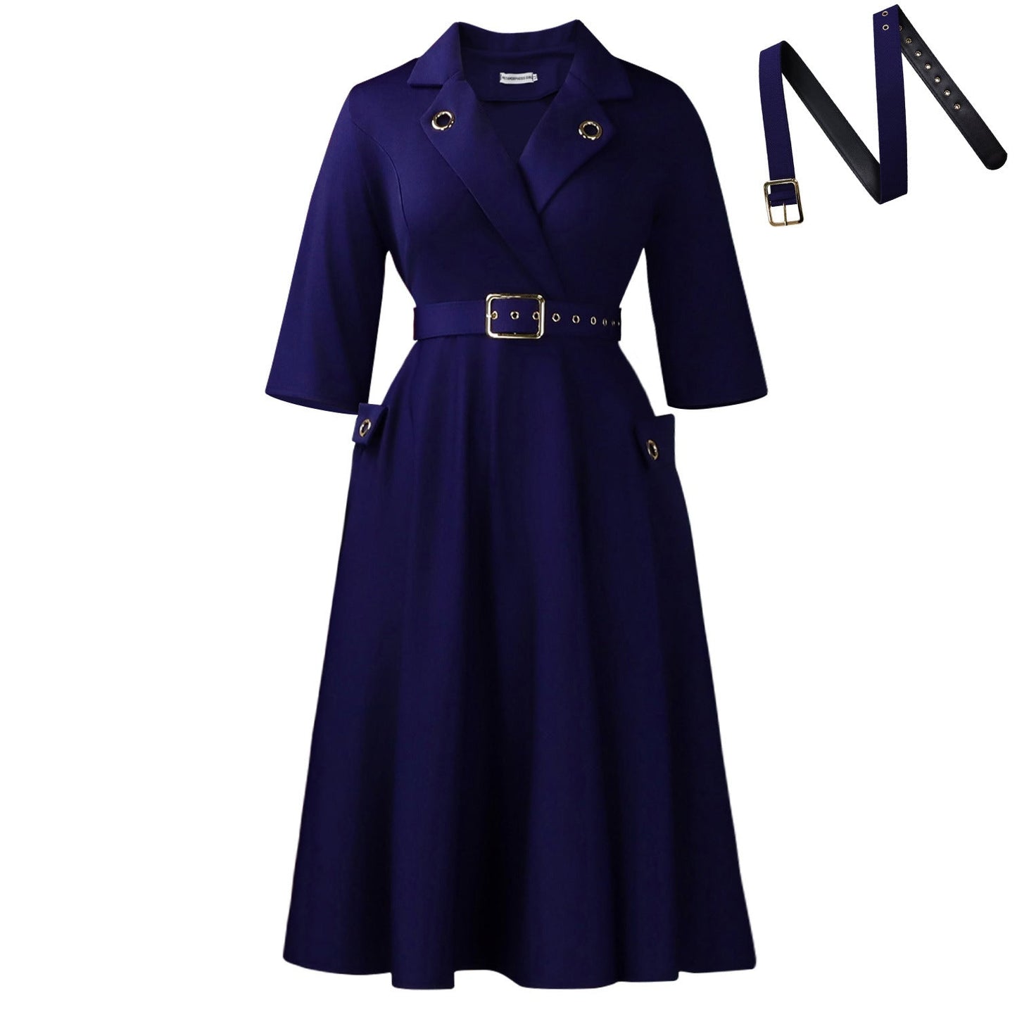 Winter Sexy Elegant Collared Waist Tight Business Dress Graceful Fashionable Solid Color Dress