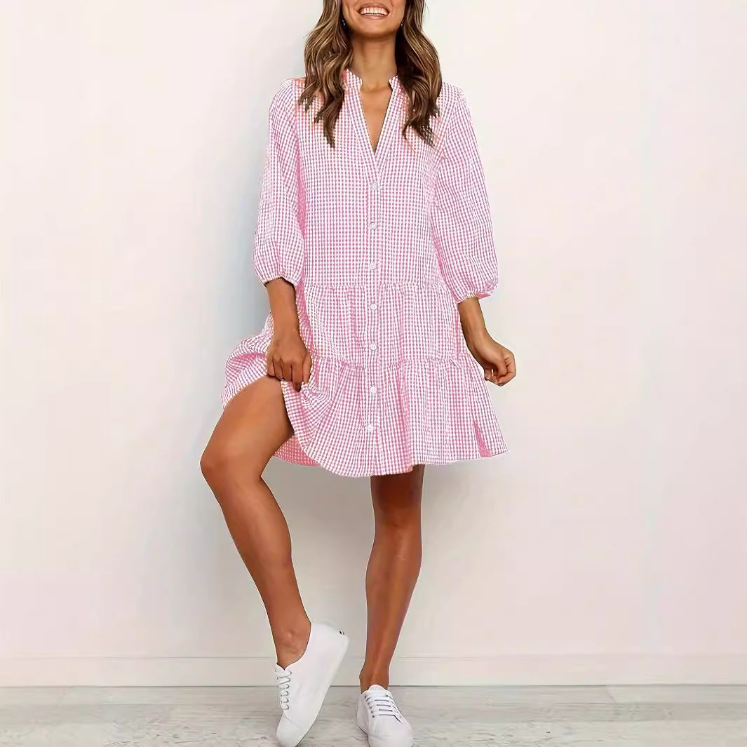 Loose plaid dress, women's clothing