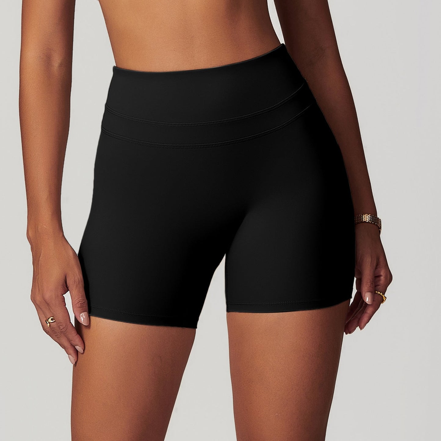 Sollinarry Brushed Tight Yoga Shorts Stretch High Waist Peach Hip Lifting Running Workout Shorts