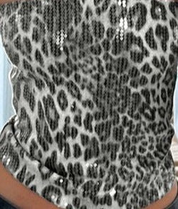 Women Clothing Sequin Leopard Print Tube Top Slim Fit Sexy Sequined Sexy Vest