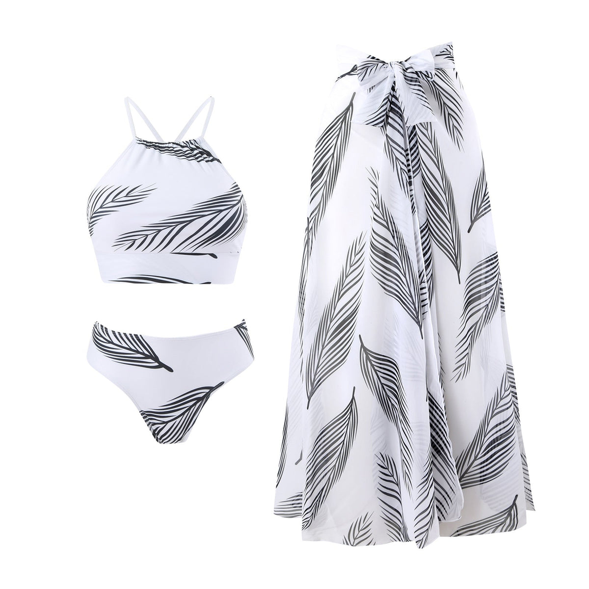 Bikini Sexy High Waist Bikini Split Swimsuit Set Chiffon Dress